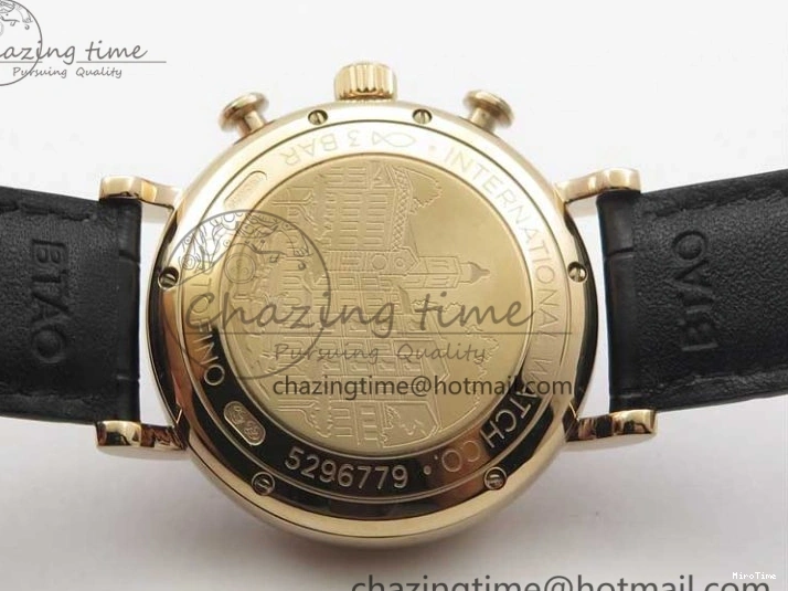 MIROTIME 0106 Portofino Chrono RG ZF 1:1 Best Edition Blue Dial Gold Markers on Black Leather Strap A FlexibleFit 7112